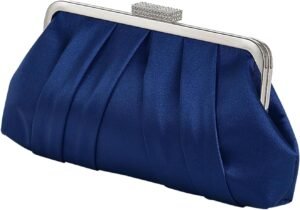 Women Elegant Pleated Clutch Bag Ruched Purse with Metal Cha... Women Elegant Pleated Clutch Bag Ruched Purse with Metal Cha...