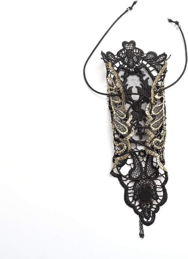 Bronzing Fingerless Gloves Women Gothic Floral Lace Steampun...