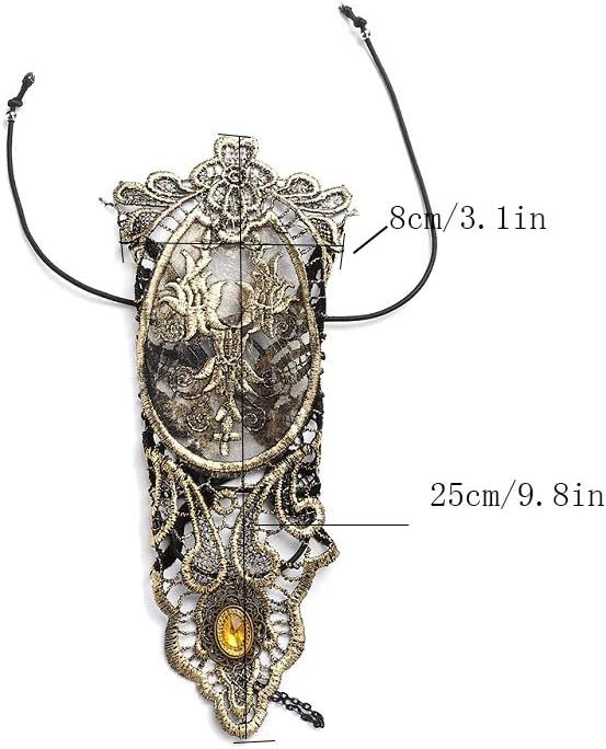 Bronzing Fingerless Gloves Women Gothic Floral Lace Steampun...