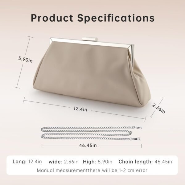 WALLYN'S Elegant Pleated Leather Clutch Purse,Soft Pleated E...