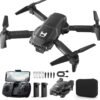 Mini Drone with Camera for Adults Beginner Kids, 1080P WiFi FPV, Foldable, 2 Batteries, One-Click Take Off/Landing, Altitude Hold Black