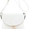 Tassel Accent Crossbody Bag with Flap Top (White)