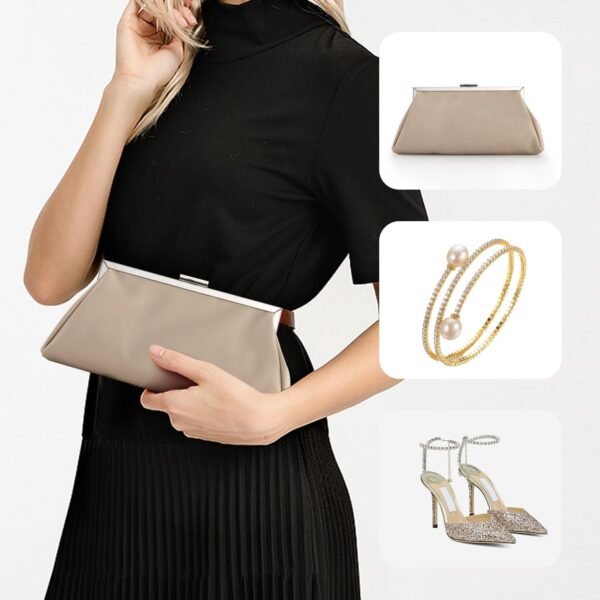 WALLYN'S Elegant Pleated Leather Clutch Purse,Soft Pleated E...