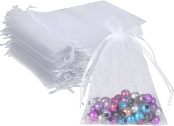 Wudygirl 100pcs 5X7 Inches White Organza Bags Christmas Draw...