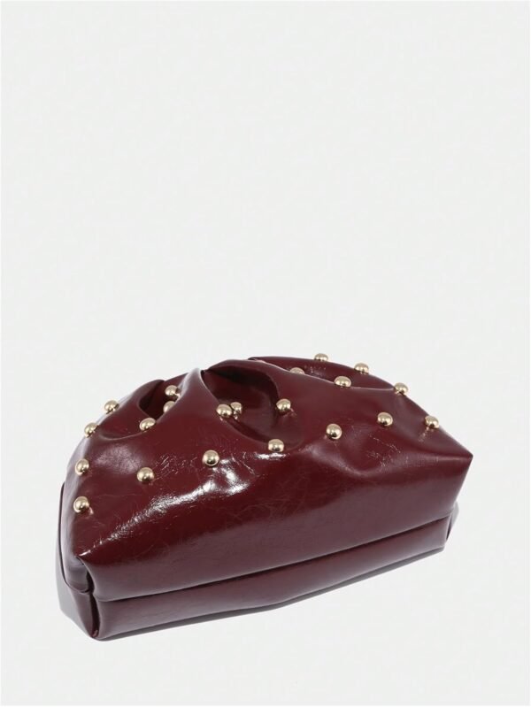 QWINEE Women's Elegant Studded Clutch Bag Magnet Ruched Bags...