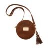Handmade Circle Crossbody Bag, Leather Round Shoulder Bag, C...
