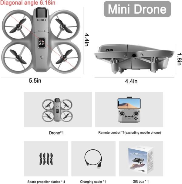 Drone with Camera 1080P for Kids Adults, Mini HD FPV Drone Kit, with 2 Batteries, One Key Take Off/Land, Altitude Hold, Headless Mode, 360°Flip, Gestures Selfie, 3 Speed Mode, Waypoint Fly -Black