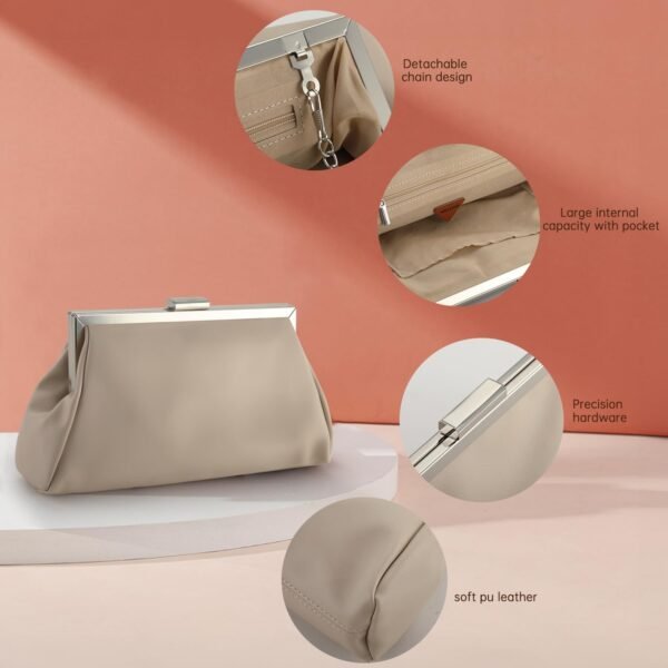 WALLYN'S Elegant Pleated Leather Clutch Purse,Soft Pleated E...
