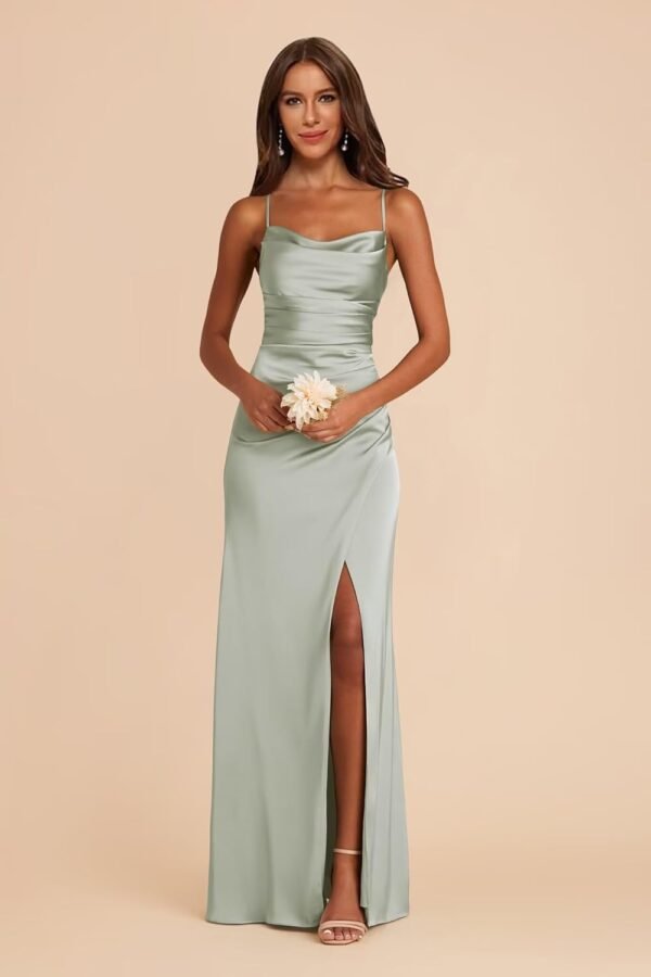 Women's Spaghetti Straps Bridesmaid Dresses Long with Slit C...