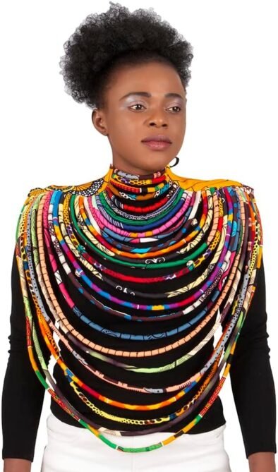BAZINRICHE Women's Handmade Necklaces Ankara Kente Necklace ...