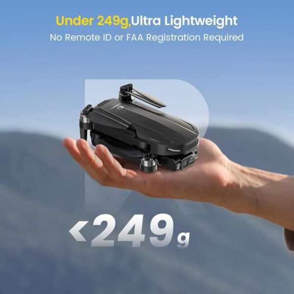 61tb7hcoaHL._AC_SL1500_.jpg DEERC D65 2 Axis Mechanical Gimbal EIS GPS Drones with Camera for Adults 4K, 249g Foldable FPV Quadcopter Lightweight Drone with 30FPS Video, Brushless Motor, Follow Me, Auto Return, Wind Resistance