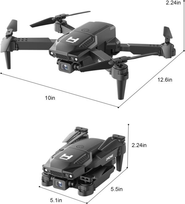Mini Drone with Camera for Adults Beginner Kids, 1080P WiFi FPV, Foldable, 2 Batteries, One-Click Take Off/Landing, Altitude Hold Black