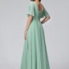 Women's Flutter Sleeves Bridesmaid Dresses with Slit Chiffon...