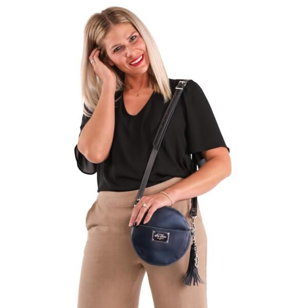 Handmade Circle Crossbody Bag, Leather Round Shoulder Bag, C...