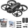 Drone with Camera 1080P for Kids Adults, Mini HD FPV Drone Kit, with 2 Batteries, One Key Take Off/Land, Altitude Hold, Headless Mode, 360°Flip, Gestures Selfie, 3 Speed Mode, Waypoint Fly -Black