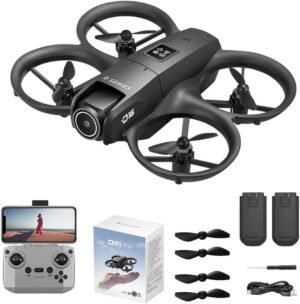 Drone with Camera 1080P for Kids Adults, Mini HD FPV Drone Kit, with 2 Batteries, One Key Take Off/Land, Altitude Hold, Headless Mode, 360°Flip, Gestures Selfie, 3 Speed Mode, Waypoint Fly -Black