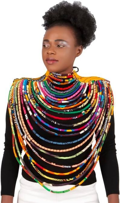 BAZINRICHE Women's Handmade Necklaces Ankara Kente Necklace ...