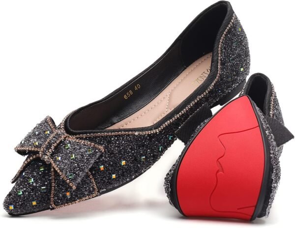 Women's Pointed Rhinestone Flat Shoes Glitter Flowers Weddin...