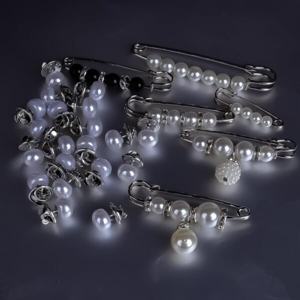 62pcs Silver Set Sock Charm Set, Safety Pin Brooch, Rhinesto...