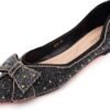 Women's Pointed Rhinestone Flat Shoes Glitter Flowers Weddin...