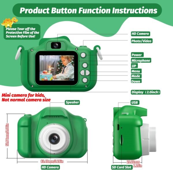 Upgrade Dinosaur Kids Camera, Christmas Birthday Gifts for G...