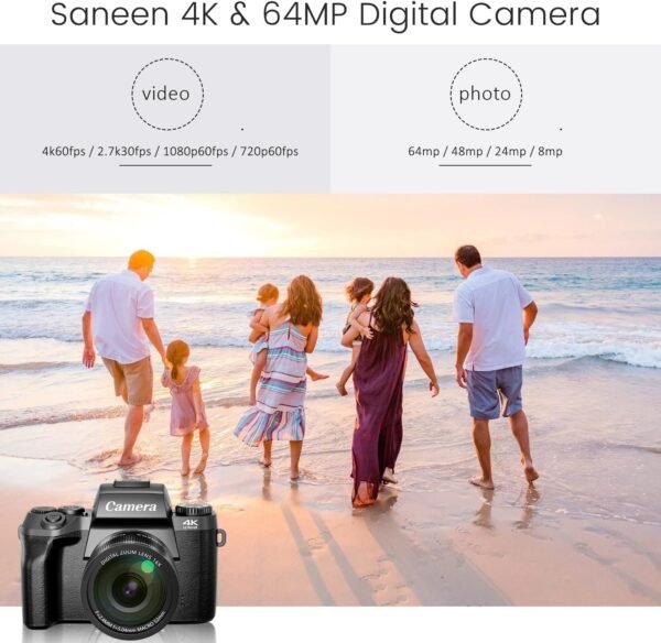 Saneen Digital Camera, 4k Cameras for Photography & Video, 6...
