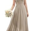 Women's Flutter Sleeves Bridesmaid Dresses with Slit Chiffon...