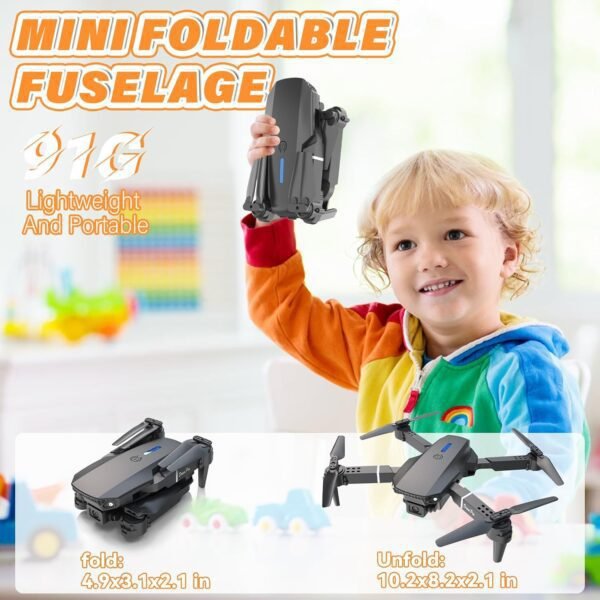 717p6ecEL9L._AC_SL1500_.jpg Drone with Camera for Kids, Mini Beginner Drones, Foldable RC Quadcopter, One-Click Take Off/Landing, Headless Mode, 360° Flips, 3-Gear Speeds, 90° Adjustable Lens, Toys Gifts for Boys Girls