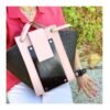 Handmade Shoulder Bag – Pink & Brown Italian Leather with Wo...