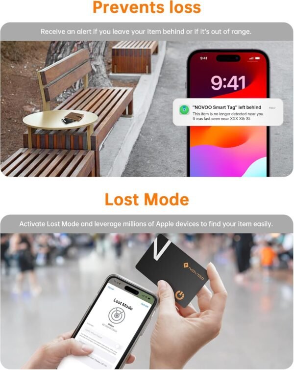 NOVOO SmartCard Wallet Tracker Card - 1.6mm, 6-Year Battery,...