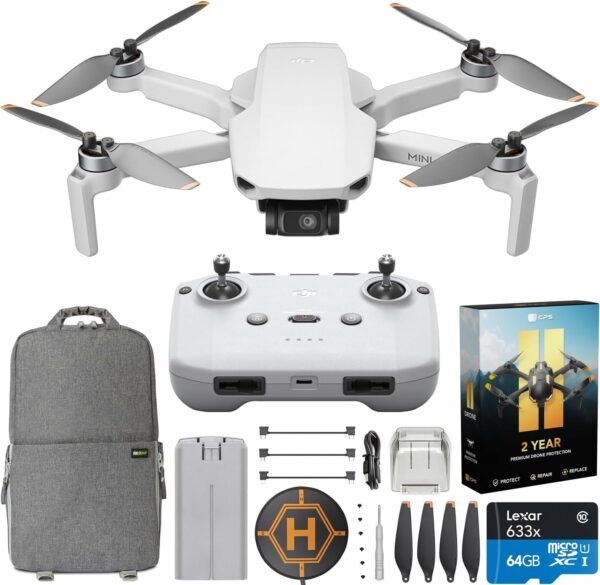 DJI Mini 4K Drone Quadcopter with Camera for Adults, Under DJI Mini 4K Drone Quadcopter with Camera for Adults, Under 249 g, 3-Axis Gimbal Stabilization, 10km Video Transmission, Auto Return, Wind Resistance, 31-Min Flight Bundle with Deco Gear Accessories