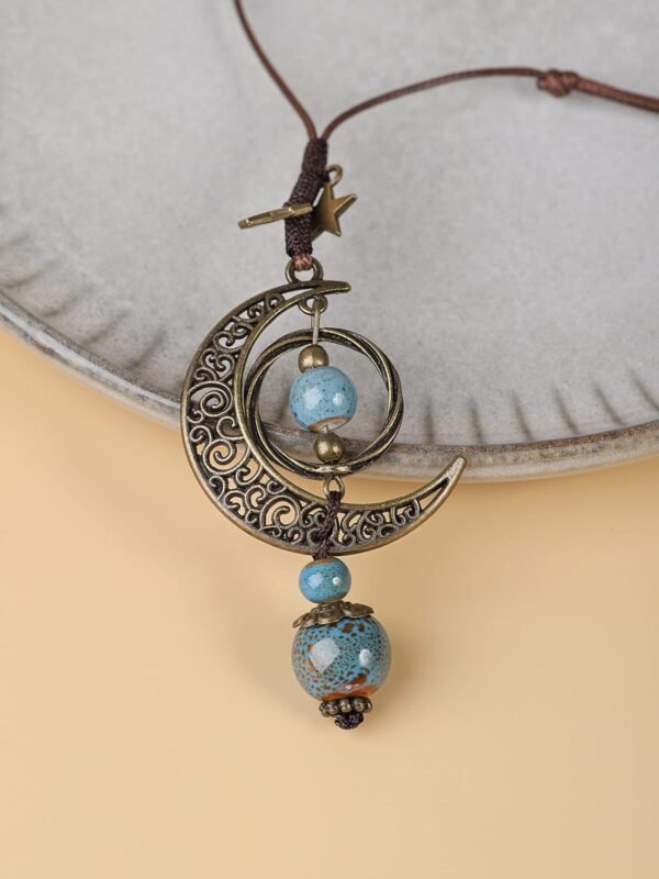 MINACHI Vintage Bohemian Hippie Ceramic Beads Crescent Moon ...