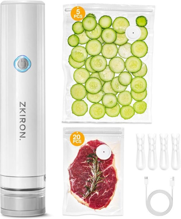 OneTouch Handheld Vacuum Sealer with 25 Reusable Vacuum Bags...