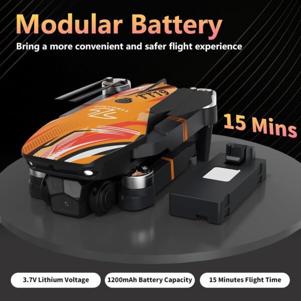 TT19 Foldable 4K Drone with Camera for Adults, 270° Obstacle Avoidance, Brushless Motor Drones RC Quadcopter with Optical Flow Positioning, Level 3 Wind Resistance, Altitude Hold (Orange)