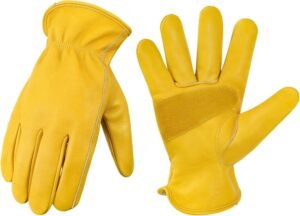 DULFINE Leather Work Gloves for Men & Women, Reinforced Dura... DULFINE Leather Work Gloves for Men & Women, Reinforced Dura...