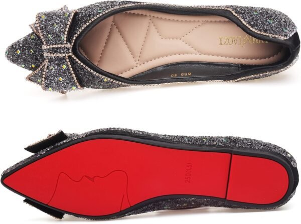 Women's Pointed Rhinestone Flat Shoes Glitter Flowers Weddin...