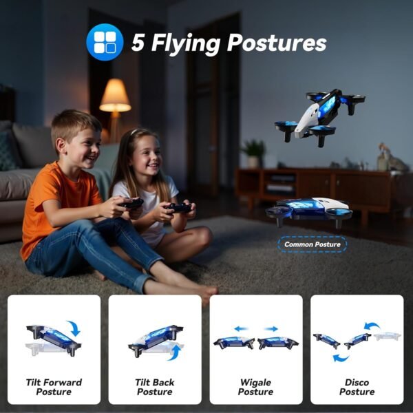 71T8rPitZtL._AC_SL1500_.jpg Drones for Kids 8-12 Mini Drone for Age 10-15 Boys Small Micro Indoor Nano RC Quadcopter,2-in-1 Remote Control Toy with 7+2Light Modes,5Flying Postures,Land Mode,Auto rotation,Circle Fly,Altitude Hold