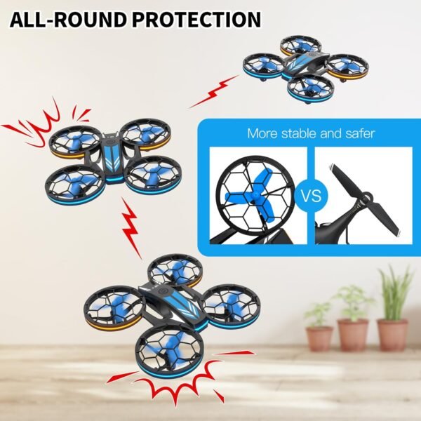 71Tacbs8LjL._AC_SL1500_.jpg Mini Drones for Kids - RC Drone with Auto Hovering and Headless Mode, Quadcopter with LED Light, Propeller Full Protect, 3D Flips, 3 Batteries, Remote Control, Best Toys Gifts