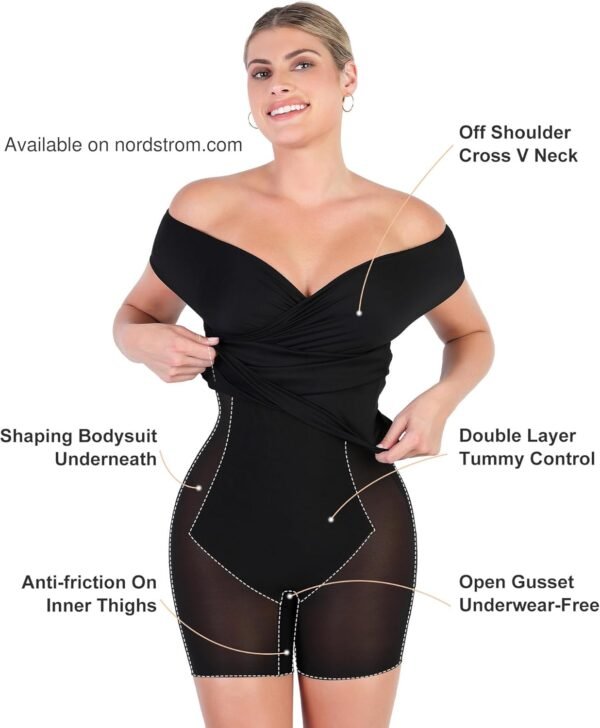 Popilush Off Shoulder Cocktail Dress Shapewear Tummy Control...