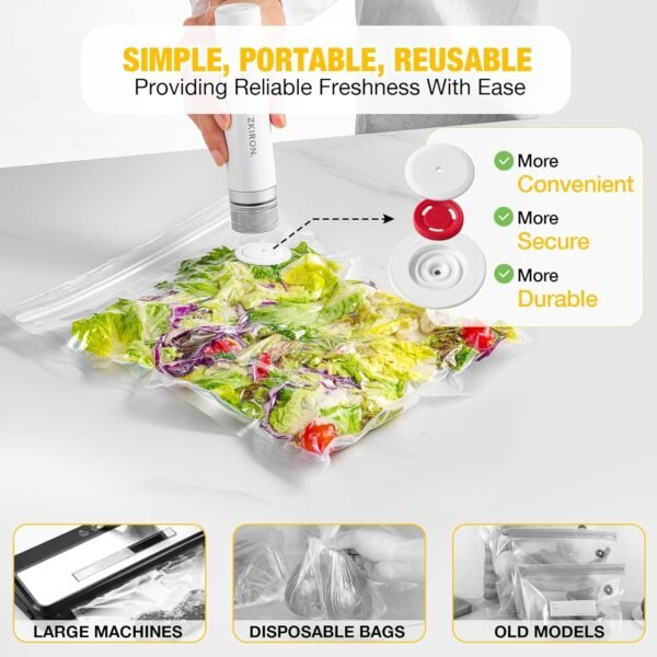 OneTouch Handheld Vacuum Sealer with 25 Reusable Vacuum Bags...