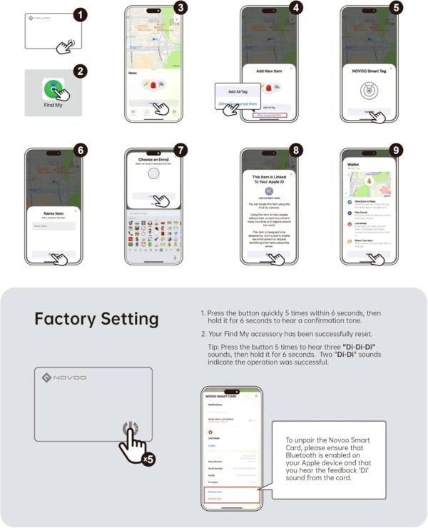 NOVOO SmartCard Wallet Tracker Card - 1.6mm, 6-Year Battery,...