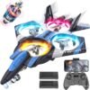 BEZGAR Brushless Drones for Kids | 2.4GHZ RC Plane with BEZGAR Brushless Drones for Kids | 2.4GHZ RC Plane with Camera, 6-axis Gyro Remote Control Airplane, 360° Flip Fighter Jet Toy, Toys for ages 8-13 with Colorful LED Navigation Lights Blue