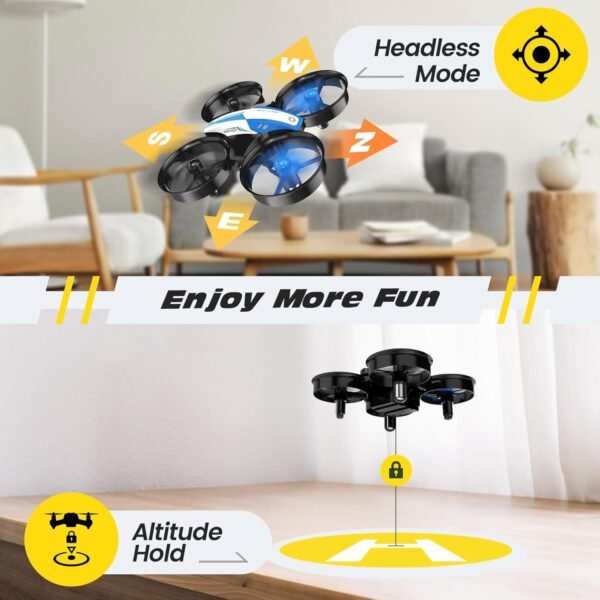 Holy Stone Mini Drone for Kids and Beginners RC Nano Quadcopter Indoor Small Helicopter Plane with Auto Hovering, 3D Flips, Headless Mode and 3 Batteries, Great Gift Toy for Boys and Girls, HS210 Blue