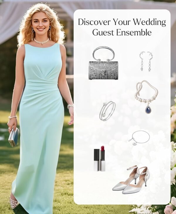 Popilush Formal Office Dresses for Women - Long Dress - Ruch...