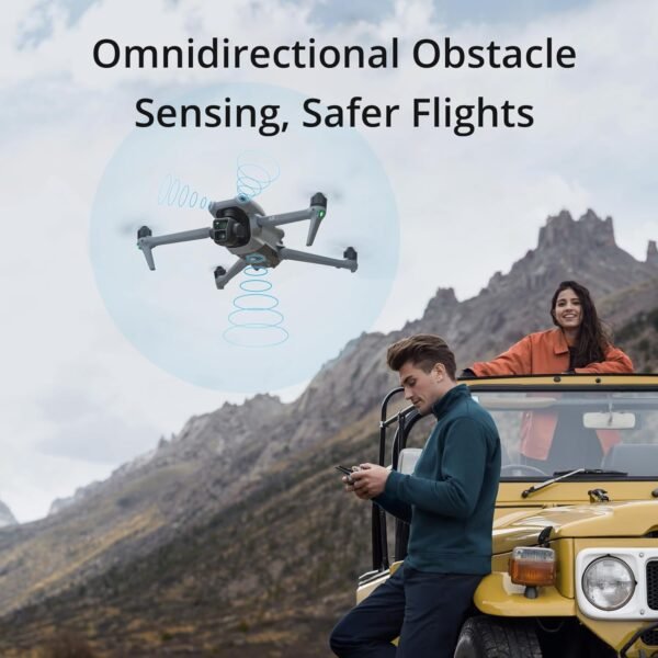 DJI Air 3 (DJI RC-N2), Drone with Medium Tele & Wide-Angle Dual Primary Cameras, 46-Min Max Flight Time, Omnidirectional Obstacle Sensing, 48MP Photos, 4K/60fps HDR, Compliance with FAA Remote ID