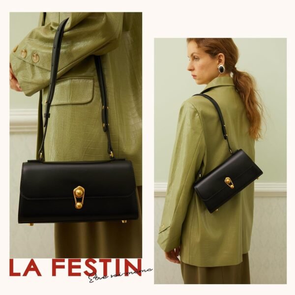 LAFESTIN Leather Shoulder Bag for Women with Adjustable Stra...