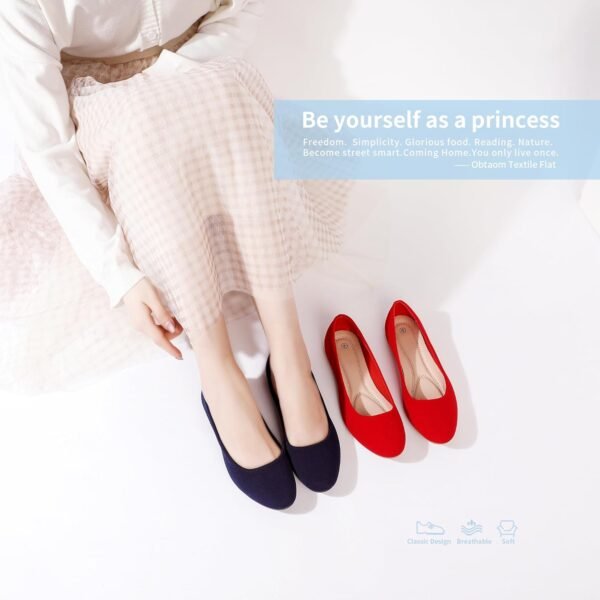 Obtaom Round Toe Women Flat Shoes Slip on Girls Dress Black ...