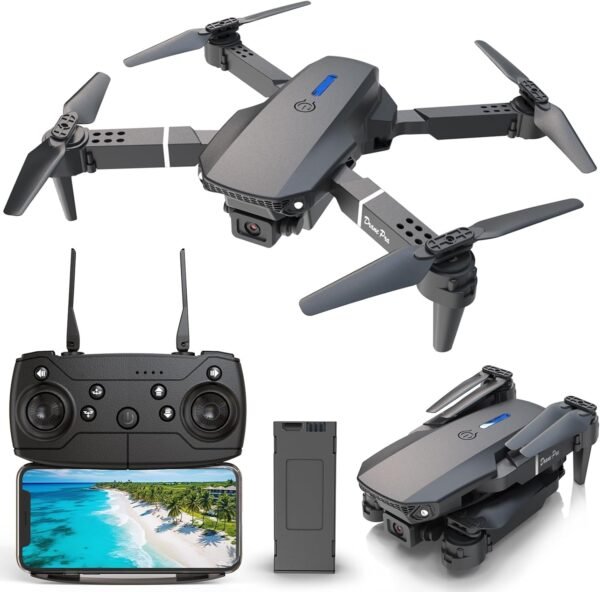 Drone with Camera for Kids, Mini Beginner Drones, Foldable RC Drone with Camera for Kids, Mini Beginner Drones, Foldable RC Quadcopter, One-Click Take Off/Landing, Headless Mode, 360° Flips, 3-Gear Speeds, 90° Adjustable Lens, Toys Gifts for Boys Girls