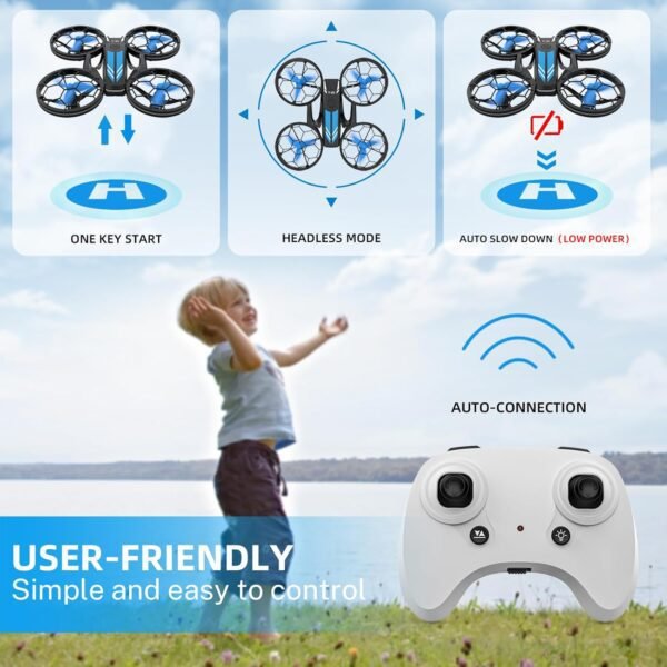 71nbbP9UdL._AC_SL1500_.jpg Mini Drones for Kids - RC Drone with Auto Hovering and Headless Mode, Quadcopter with LED Light, Propeller Full Protect, 3D Flips, 3 Batteries, Remote Control, Best Toys Gifts
