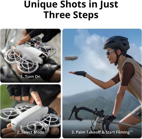 DJI Neo, Mini Drone with 4K UHD Camera for Adults, 135g Self Flying Drone that Follows You, Palm Takeoff, Subject Tracking, QuickShots, Stabilized Video, Built-In Propeller Guard (Controller-Free)